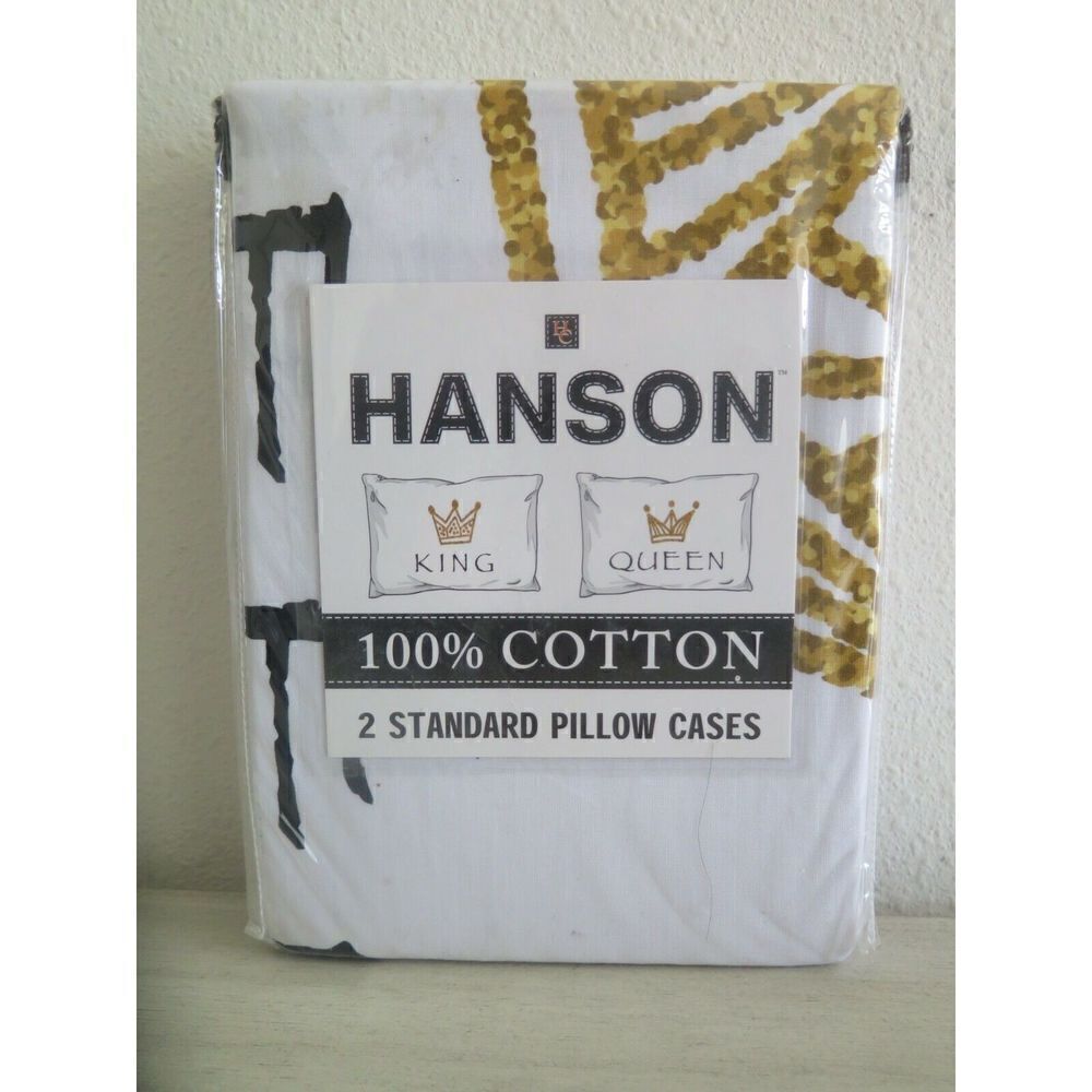 Hanson "King & Queen Crowns", 2 Standard Cotton Pillowcases